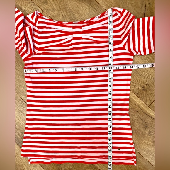 KATE SPADE Red & Pink Striped 3/4 Sleeve Tee - Picture 9 of 9
